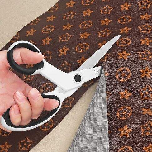 Left-Handed Fabric Scissors, 2-Piece 8-Inch Stainless Steel Scissors Set with Soft Grips for Home, School, Office, Sewing Fabric, White/Black in Kuwait