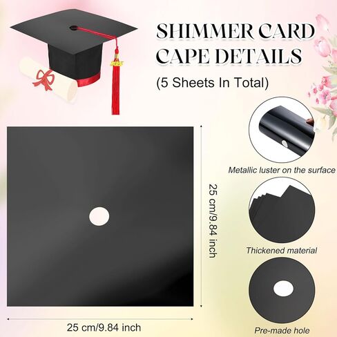 5 PCS Cap Toppers Toppers Toppers Metallic Bremium Precium Paper for Grad Caps DIY Grad Cap Decorations Decorations (Black) in Saudi Arabia