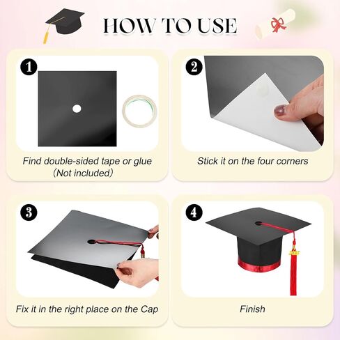 5 PCS Cap Toppers Toppers Toppers Metallic Bremium Precium Paper for Grad Caps DIY Grad Cap Decorations Decorations (Black) in Saudi Arabia