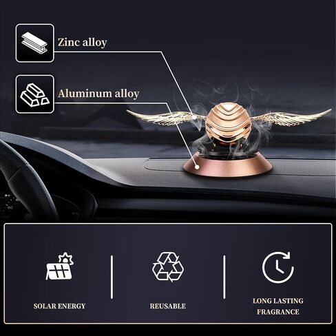 Kwak's Solar Car Air Fresheners,Solar Car Air Freshener with Swinging Wings for Car Interior Autorotation Decoration Accessories(Gold) in Kuwait