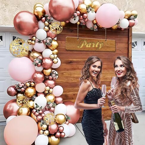 Rose Gold Balloon Arch Kit, 147Pcs Metallic Gold White Pastel Nude Pink and Rose Gold Balloons Garland with Confetti for Wedding Bridal Baby Shower Princess Girl Birthday Party Decorations in Saudi Arabia