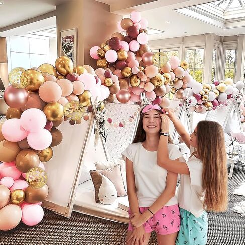 Rose Gold Balloon Arch Kit, 147Pcs Metallic Gold White Pastel Nude Pink and Rose Gold Balloons Garland with Confetti for Wedding Bridal Baby Shower Princess Girl Birthday Party Decorations in Saudi Arabia
