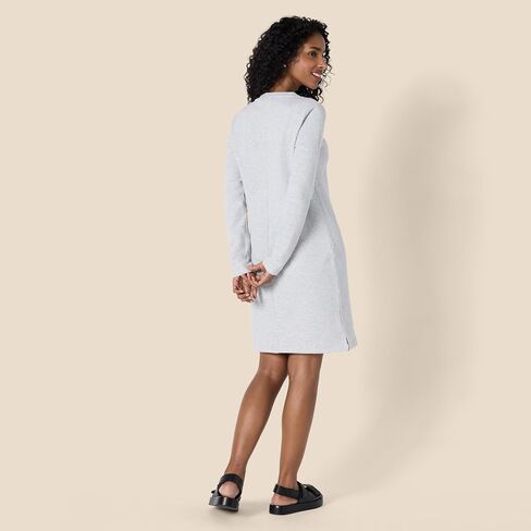 Amazon Essentials Women's Crewneck Long-Sleeve French Terry Fleece Above-The-Knee Dress in Kuwait