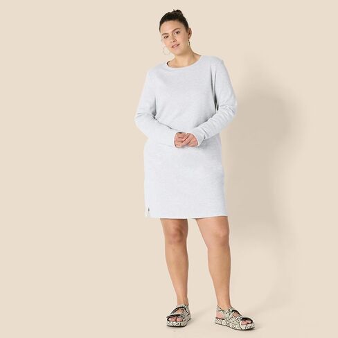 Amazon Essentials Women's Crewneck Long-Sleeve French Terry Fleece Above-The-Knee Dress in Kuwait