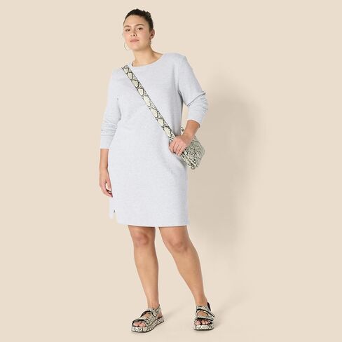 Amazon Essentials Women's Crewneck Long-Sleeve French Terry Fleece Above-The-Knee Dress in Kuwait