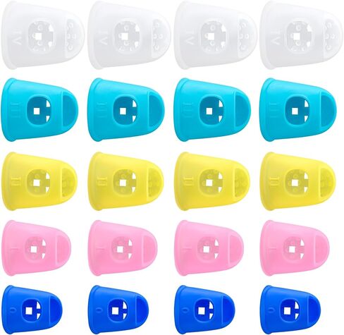 20pcs Rubber Finger Tip Guard, 5 Sizes Finger Grips Protector for Sorting Paper, Rubber Fingertip Cover Cap for Sewing Carving Cutting Painting Guitar Playing- White & Pink in Saudi Arabia