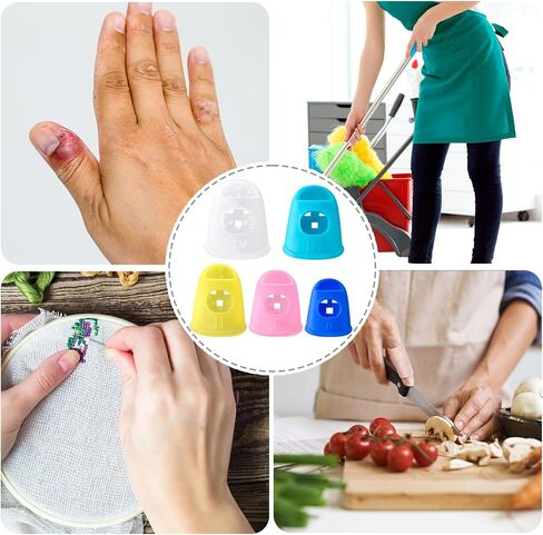20pcs Rubber Finger Tip Guard, 5 Sizes Finger Grips Protector for Sorting Paper, Rubber Fingertip Cover Cap for Sewing Carving Cutting Painting Guitar Playing- White & Pink in Saudi Arabia