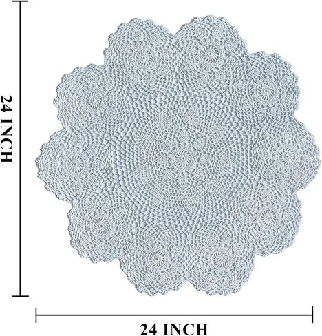 Phantomon Handmade Crochet Table Placemats Round Knitted Table Cloth Doilies Sunflower Patter, 100% Cotton (Beige, 24 Inch) in Kuwait