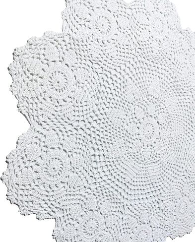 Phantomon Handmade Crochet Table Placemats Round Knitted Table Cloth Doilies Sunflower Patter, 100% Cotton (Beige, 24 Inch) in Kuwait
