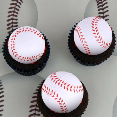 12 PCS Baseball Cupcake Topcake Assambled Sport Sport Ball Cupcake تختار ثلاثية الأبعاد زخارف حفلة عيد ميلاد لكرة السلة للبيسبول موضوع استحمام طفل عيد ميلاد الزخارف اللوازات البيضاء in Kuwait