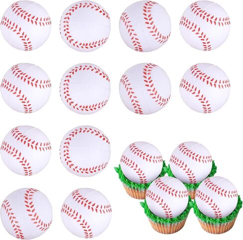 12 PCS Baseball Cupcake Topcake Assambled Sport Sport Ball Cupcake تختار ثلاثية الأبعاد زخارف حفلة عيد ميلاد لكرة السلة للبيسبول موضوع استحمام طفل عيد ميلاد الزخارف اللوازات البيضاء in Kuwait