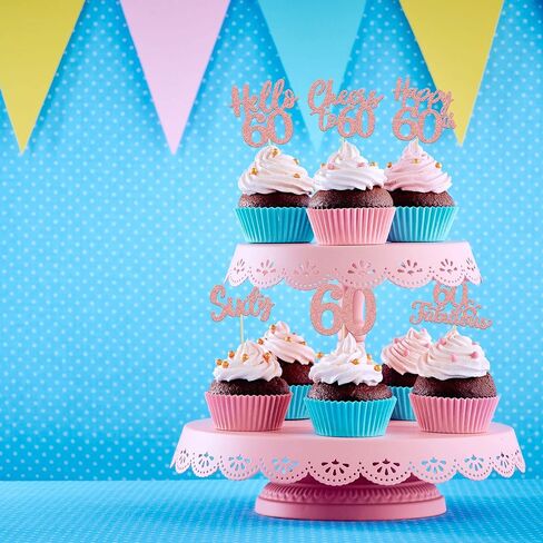 36pcs الذهب الذهب 60th Cupcake Topcake Heapers to 60 Cake Toppers Sixty 60th Number 60 Cupcake Ricks لعيد ميلاد 60 in Kuwait