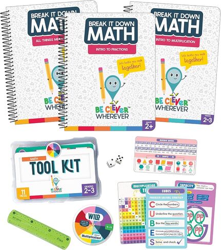 Carson Dellosa Be Clever Wherever 14-Piece Mathematics Classroom Supplies Set, Tool Kit, Measurement, Fractions, and Multiplication Math Book for Grades 2 and Up in Saudi Arabia