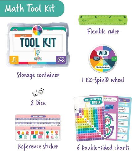 Carson Dellosa Be Clever Wherever 14-Piece Mathematics Classroom Supplies Set, Tool Kit, Measurement, Fractions, and Multiplication Math Book for Grades 2 and Up in Saudi Arabia