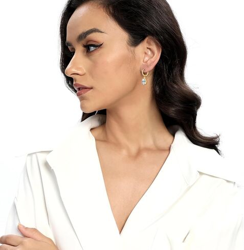 4 Pairs Hoop Dangle Earrings Sets,MDFUN 18K Yellow Gold Plated Hoops dangle Earrings Set Cubic Zirconia Earrings for Women Pack of 4 Pairs in Saudi Arabia