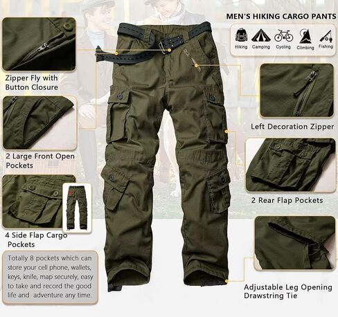 TRGPSG Men's Hiking Pants, Outdoor Ripstop Wild Cargo Pants, Multi-Pocket Army Camo Pants, Lightweight Casual Pants in Kuwait