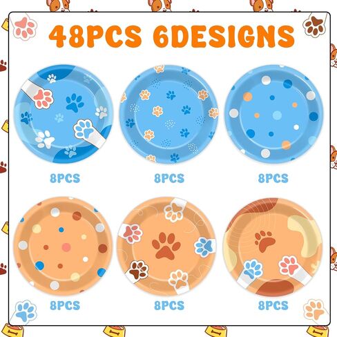 48Pcs 7" Cat Theme Party Supplies Cat Dessert Plates Kitten Paper Plates for Kids Girls Birthday Party Dinner Decorations Cat Paw Disposable Dinnerware Plates for Baby Shower Party Favors in Kuwait