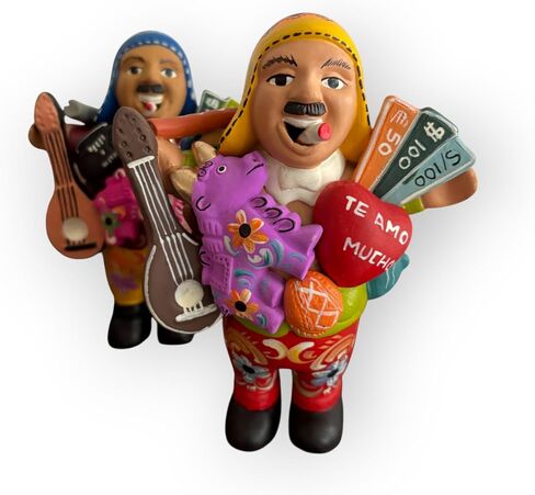 Ekeko doll, God of Abundance, Peru/Bolivia, flower pattern, Andean, assorted colors, doll to attract good luck, Handmade (Small) in Kuwait
