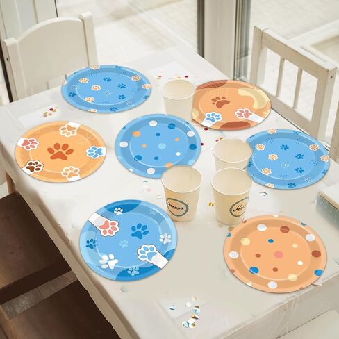 48Pcs 7" Cat Theme Party Supplies Cat Dessert Plates Kitten Paper Plates for Kids Girls Birthday Party Dinner Decorations Cat Paw Disposable Dinnerware Plates for Baby Shower Party Favors in Kuwait