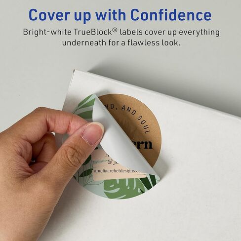 Avery TrueBlock Matte White Round Labels with Sure Feed, 2.75" Diameter, 60 Matte White Labels, Print-to-The-Edge, Laser/Inkjet Printable Labels, Great for Packaging and Product Labels in Saudi Arabia
