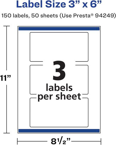 Avery Matte White Removable Rectangle Labels with Sure Feed Technology, Print-to-The-Edge, 3" x 6", 300 Removable Labels, Laser/Inkjet Printable Labels in Saudi Arabia