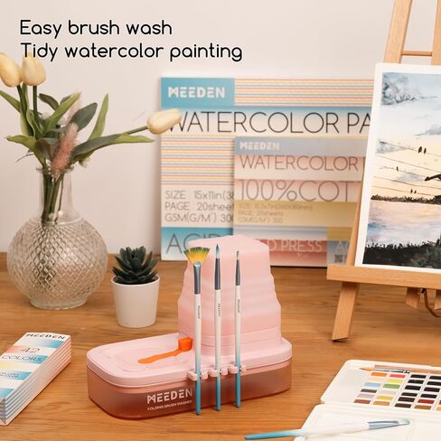 Meeden Portable Paint Brush Cleaner: Baintbrush Rinerer مع حامل فرشاة السيليكون ذو 5 نقاط-غسالة للألوان المائية والألوان المائية ، الأزرق ، in Kuwait