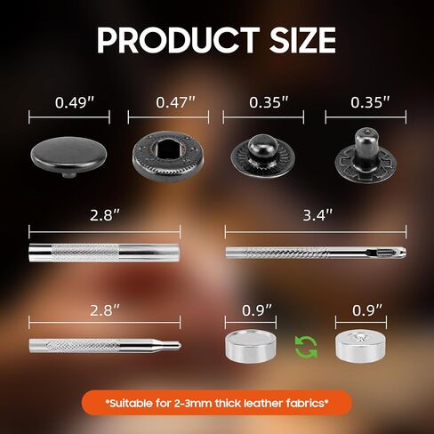 Leather Snaps and Fasteners Kit，15mm 40 Sets Metal Snap Buttons with Setter Tools， Sewing Snaps for Clothing，Fabric，Leather, Clothes, Jackets, Bags, DIY Crafting Black Snaps in Kuwait