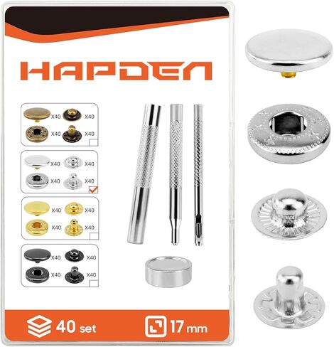 Leather Snaps and Fasteners Kit，15mm 40 Sets Metal Snap Buttons with Setter Tools， Sewing Snaps for Clothing，Fabric，Leather, Clothes, Jackets, Bags, DIY Crafting Black Snaps in Kuwait