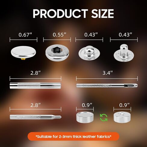 Leather Snaps and Fasteners Kit，15mm 40 Sets Metal Snap Buttons with Setter Tools， Sewing Snaps for Clothing，Fabric，Leather, Clothes, Jackets, Bags, DIY Crafting Black Snaps in Kuwait