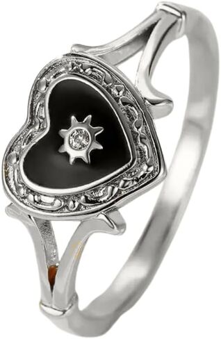 Valentine Heart Italian Enamel 925 STERLING SILVER RING FOR WOMEN, HANDMADE RING, ENGAGEMNET RING, PROMISE RING, Valentine ring (Red Enamel - Gold, 6) in Kuwait