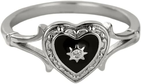 Valentine Heart Italian Enamel 925 STERLING SILVER RING FOR WOMEN, HANDMADE RING, ENGAGEMNET RING, PROMISE RING, Valentine ring (Red Enamel - Gold, 6) in Kuwait