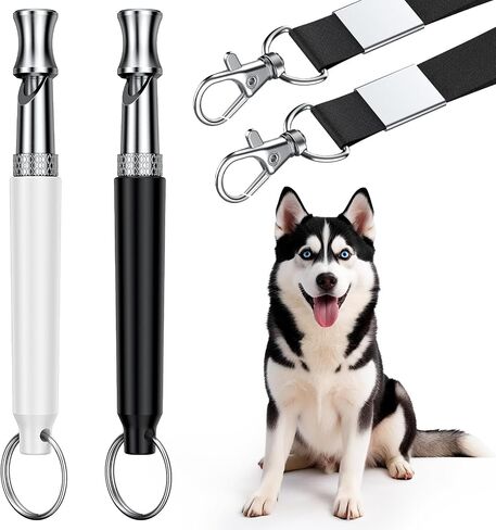 Dog Whistle, Dog Training Whistle with Lanyard, 2 Pcs Adjustable Ultrasonic Silent Dog Recall Whistles, Professional Dog Whistle to Stop Barking Neighbors Dog (Red and Orange) in Saudi Arabia