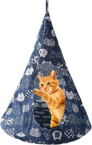 Breathable Cat Hammock Bed Comfortable Hanging Pet Hammock Bed Swing for Cats Small Dogs Rabbits (Lake-Blue,Large) in Saudi Arabia