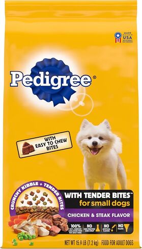 Pedigree with Tender Bites for Small Dogs Adult Dry Dog Food, Chicken and Steak Flavor, 14 lb. Bag in Kuwait