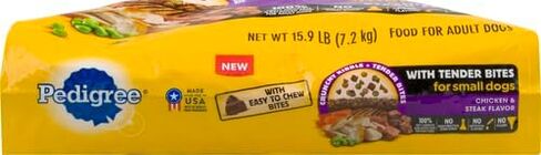 Pedigree with Tender Bites for Small Dogs Adult Dry Dog Food, Chicken and Steak Flavor, 14 lb. Bag in Kuwait