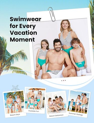 PATPAT Family Matching Swimsuits Swimwear Set for Couples Newest Mommy and Me Striped Spliced Bathing One-Piece Swimsuits in Kuwait