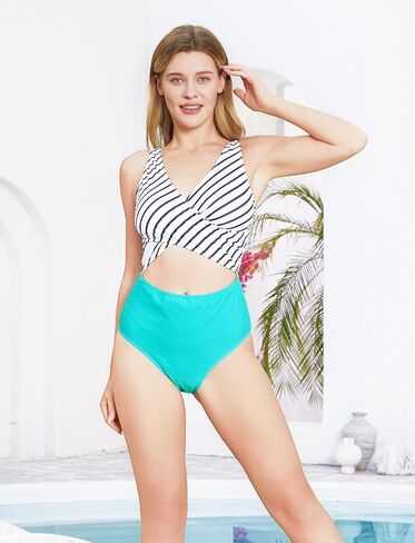 PATPAT Family Matching Swimsuits Swimwear Set for Couples Newest Mommy and Me Striped Spliced Bathing One-Piece Swimsuits in Kuwait
