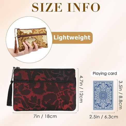 kilofly 2 pc Chinese Silk Brocade 2 Zipper Pocket Tassel Jewelry Bag Gift Pouch in Kuwait