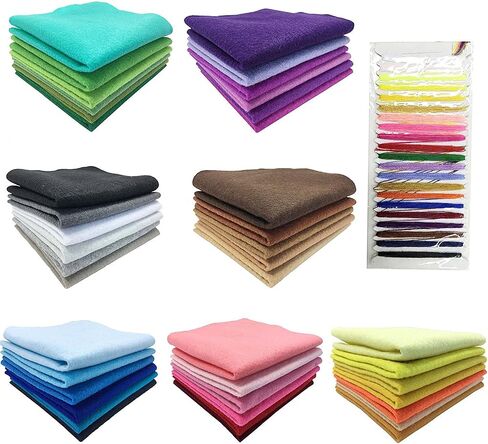 Misscrafts 42pcs 8"X8" 1.5mm Thick Soft Felt Nonwoven Fabric Sheet Pack DIY Craft Patchwork Sewing Square Assorted Colors with Thread Bag in Saudi Arabia