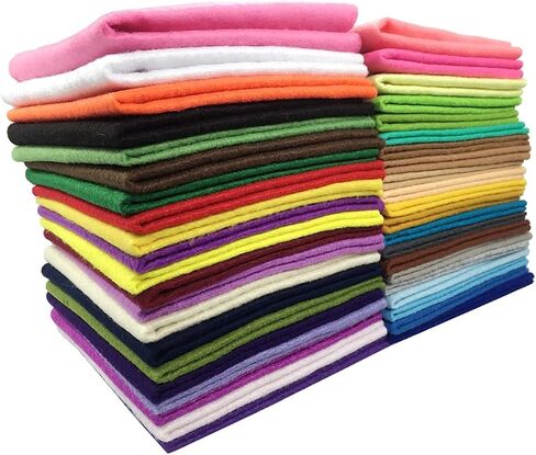 Misscrafts 42pcs 8"X8" 1.5mm Thick Soft Felt Nonwoven Fabric Sheet Pack DIY Craft Patchwork Sewing Square Assorted Colors with Thread Bag in Saudi Arabia