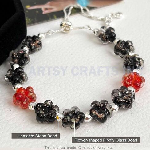 ARTSY Crafts 2pcs Glow in the Dark Firefly Bead Bracelets, Handmade in USA Flower Shaped Firefly Glass Jewelry, Friendship Bracelets Murano Glass Mermaid Bracelet Bangle in Kuwait