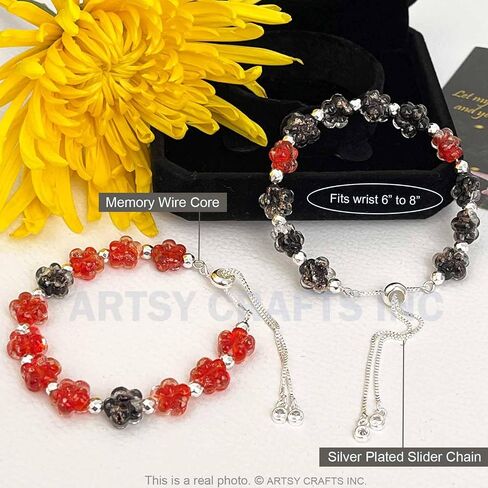 ARTSY Crafts 2pcs Glow in the Dark Firefly Bead Bracelets, Handmade in USA Flower Shaped Firefly Glass Jewelry, Friendship Bracelets Murano Glass Mermaid Bracelet Bangle in Kuwait