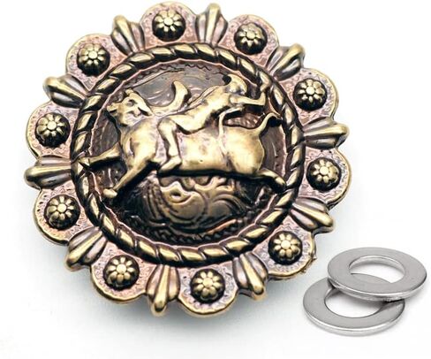 CRAFTMEMORE 2pcs 1-1/4" Rodeo Cowboy Buffalo Coin Concho Screw Back Leathercraft CHS48 (Bronze) in Saudi Arabia