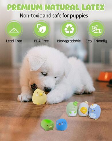 SCHITEC Dog Toys Squeaky, Interactive Animal Puppy Toy Pack, Cute Latex Rubber Squeak Pet Balls for Puppies Mini Small Breed Dogs in Kuwait