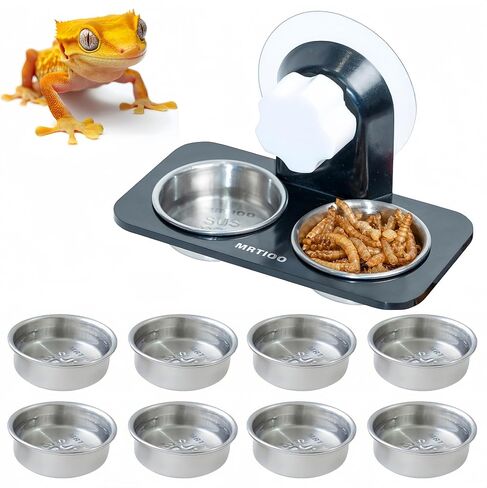 Crested Gecko Feeding Ledge [Non-Suction Cup], with 30 pcs 0.5oz Food Cups, Reptile Food Bowls and Water Dish for Lizard Or Other Small Pet Amphibian Feeder Ledge Accessories Supplies in Kuwait
