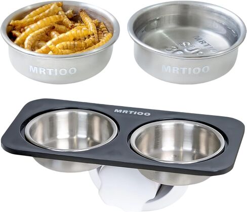 Crested Gecko Feeding Ledge [Non-Suction Cup], with 30 pcs 0.5oz Food Cups, Reptile Food Bowls and Water Dish for Lizard Or Other Small Pet Amphibian Feeder Ledge Accessories Supplies in Kuwait