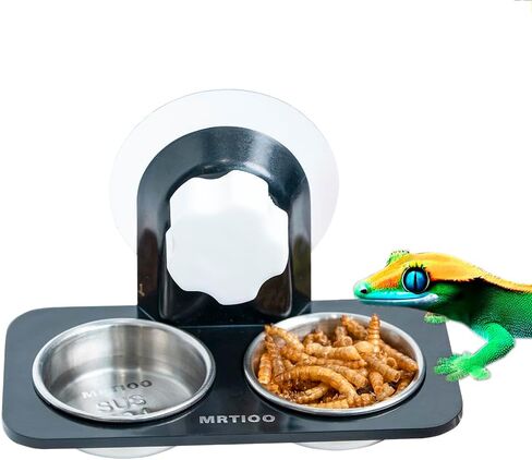 Crested Gecko Feeding Ledge [Non-Suction Cup], with 30 pcs 0.5oz Food Cups, Reptile Food Bowls and Water Dish for Lizard Or Other Small Pet Amphibian Feeder Ledge Accessories Supplies in Kuwait