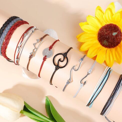 Roe Dolph String Bracelets For Men Waterproof Summer Bracelet Wave Surfer Bracelets Adjustable Beach Bracelets For Guy in Kuwait