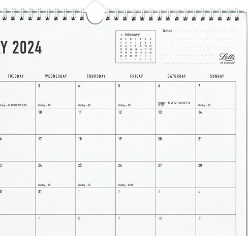 Letts Conscious Monthly Wall Calendar, 12 Months, January to December, 2024, Eco-Conscious, 100% Recycled, 11.8" x 10.625", Sage (C082347-24) in Kuwait