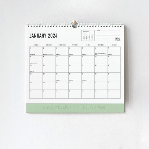 Letts Conscious Monthly Wall Calendar, 12 Months, January to December, 2024, Eco-Conscious, 100% Recycled, 11.8" x 10.625", Sage (C082347-24) in Kuwait